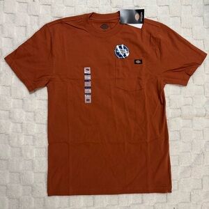 Dickies Men's Heavyweight Short Sleeve Pocket T-Shirt Orange 100% Cotton Small